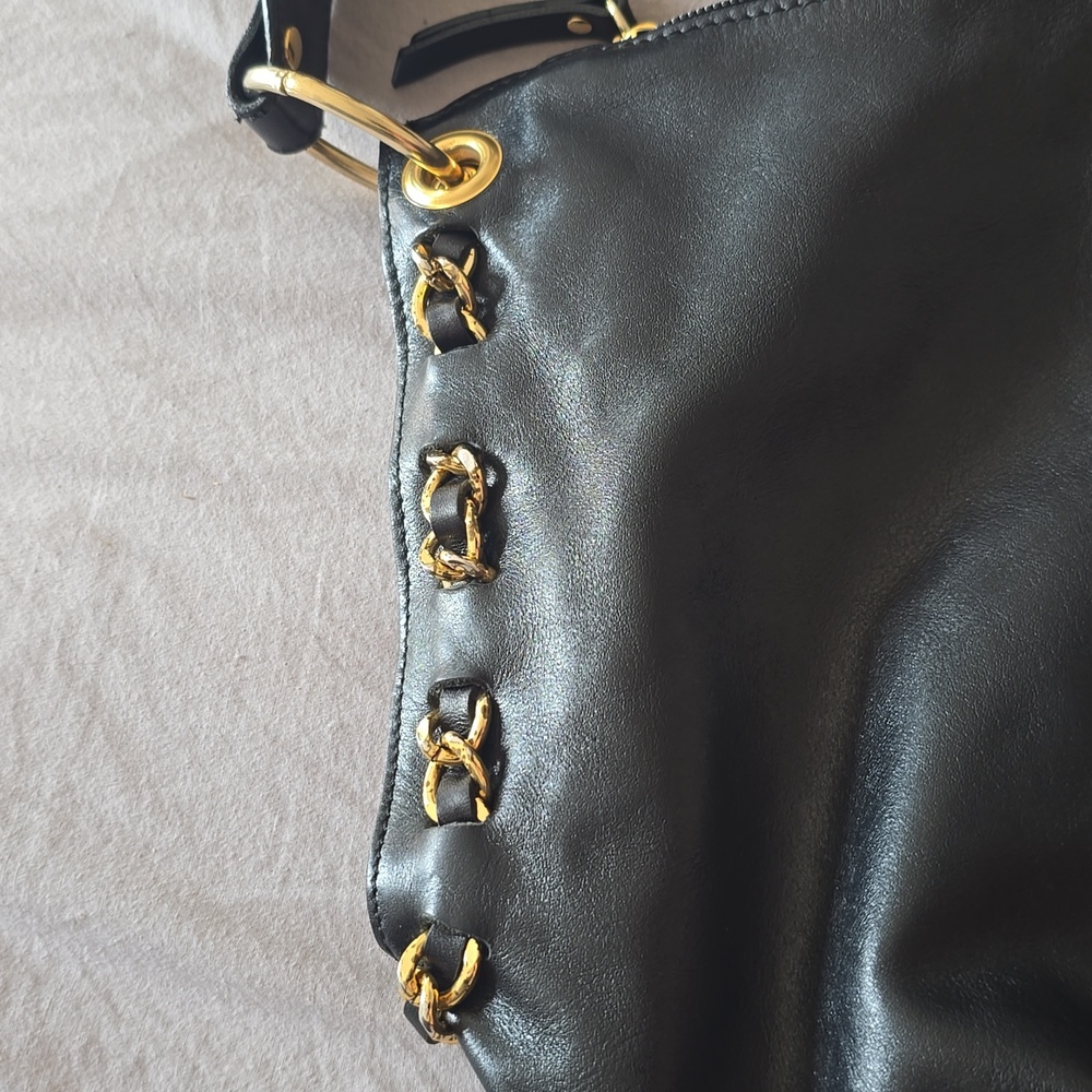 Roberta Gandolfi Italian Genuine Black Leather Hobo Shoulder Bag Made In Italty - Picture 5 of 9